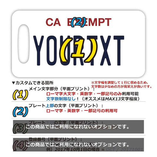 【ラゲッジタグ】カリフォルニア(公用車)/オリジナルアメリカナンバープレート型・おしゃれ ・紛失防止タグ