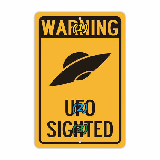 【長方形看板】警告!UFO出現/アメリカ製オリジナル看板(約20x30cm)
