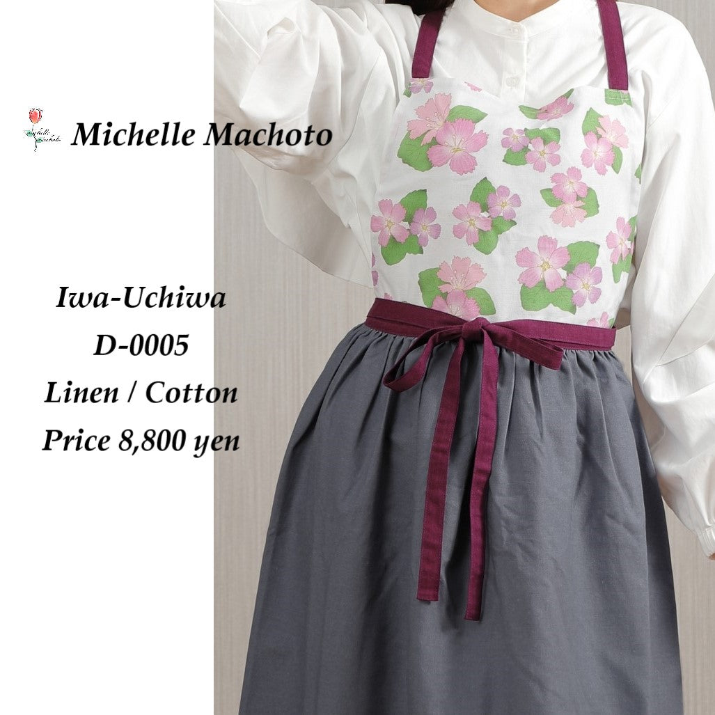 [Michelle Machoto]  ミッシェルマコット イワウチワ柄 ロング ワイド ギャザー エプロン D-0005