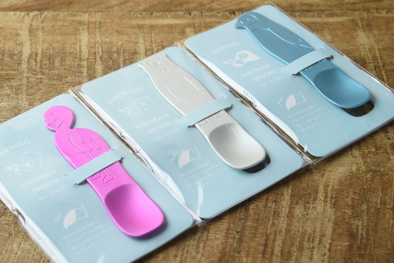 Takakuwa Aluminum Ice Cream Spoon – Tsubame-Sanjo Animal Series (Polar Bear / Penguin / Flamingo)