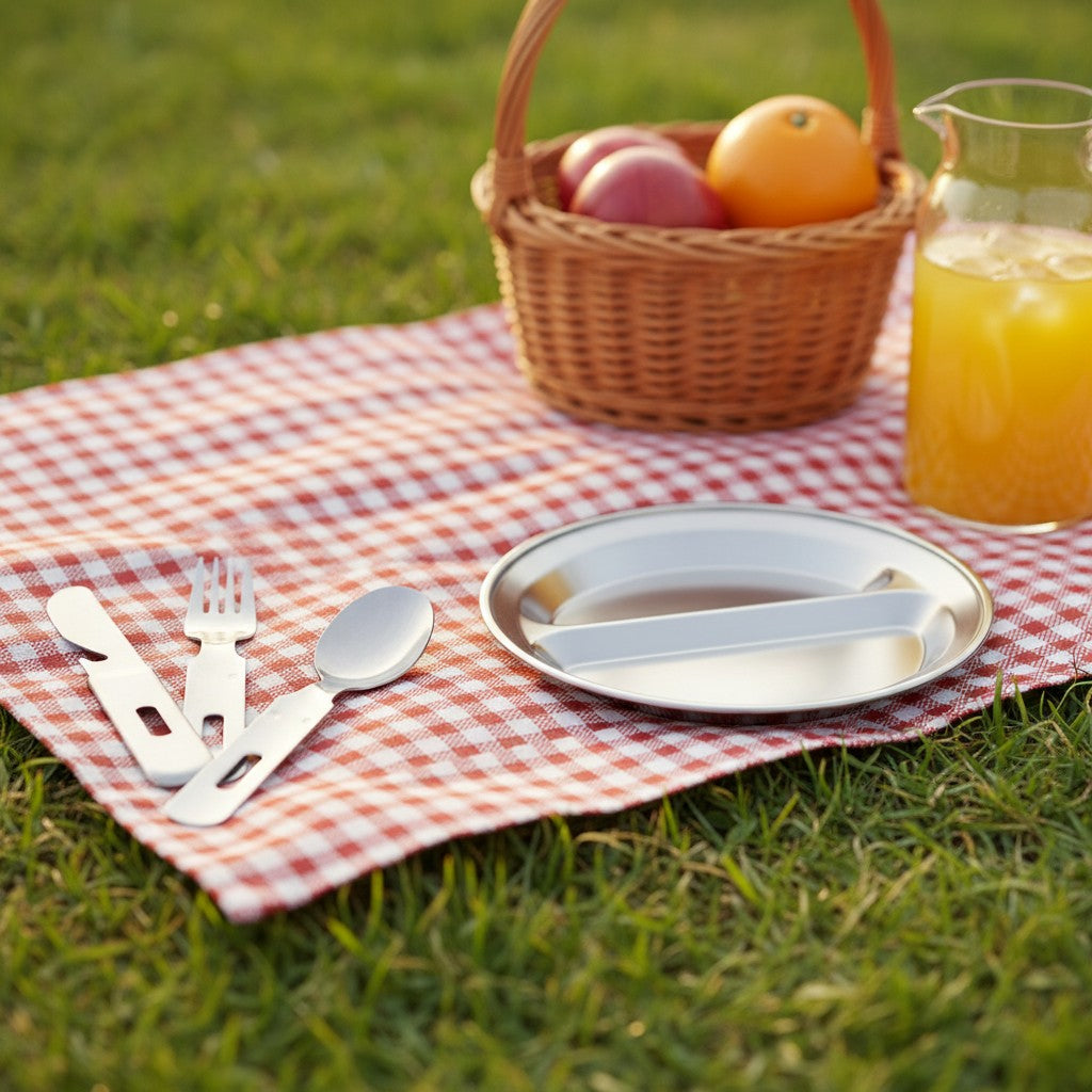 Tsubame-Sanjo Stainless Steel Cutlery &amp; Lunch Plate | 燕三条不鏽鋼露營餐具 × 不鏽鋼餐盤