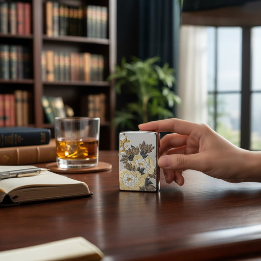Peony ZIPPO Windproof Lighter – Metal Relief Floral Design 牡丹浮雕 ZIPPO 防風打火機｜金屬雕刻花卉款
