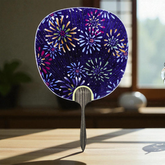 Miyako Uchiwa – Japanese Round Paper Fan “Fireworks”