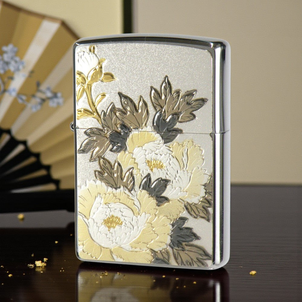Peony ZIPPO Windproof Lighter – Metal Relief Floral Design 牡丹浮雕 ZIPPO 防風打火機｜金屬雕刻花卉款