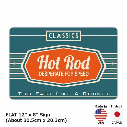 【長方形看板】レトロ・ホットロッド看板/アメリカ製オリジナル看板(約20x30cm)