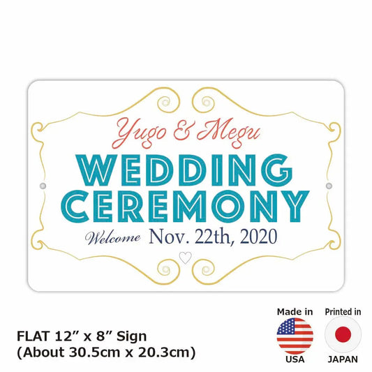 【長方形看板】ウェディングウェルカムボード・ターコイズ/アメリカ製オリジナル看板(約20x30cm)