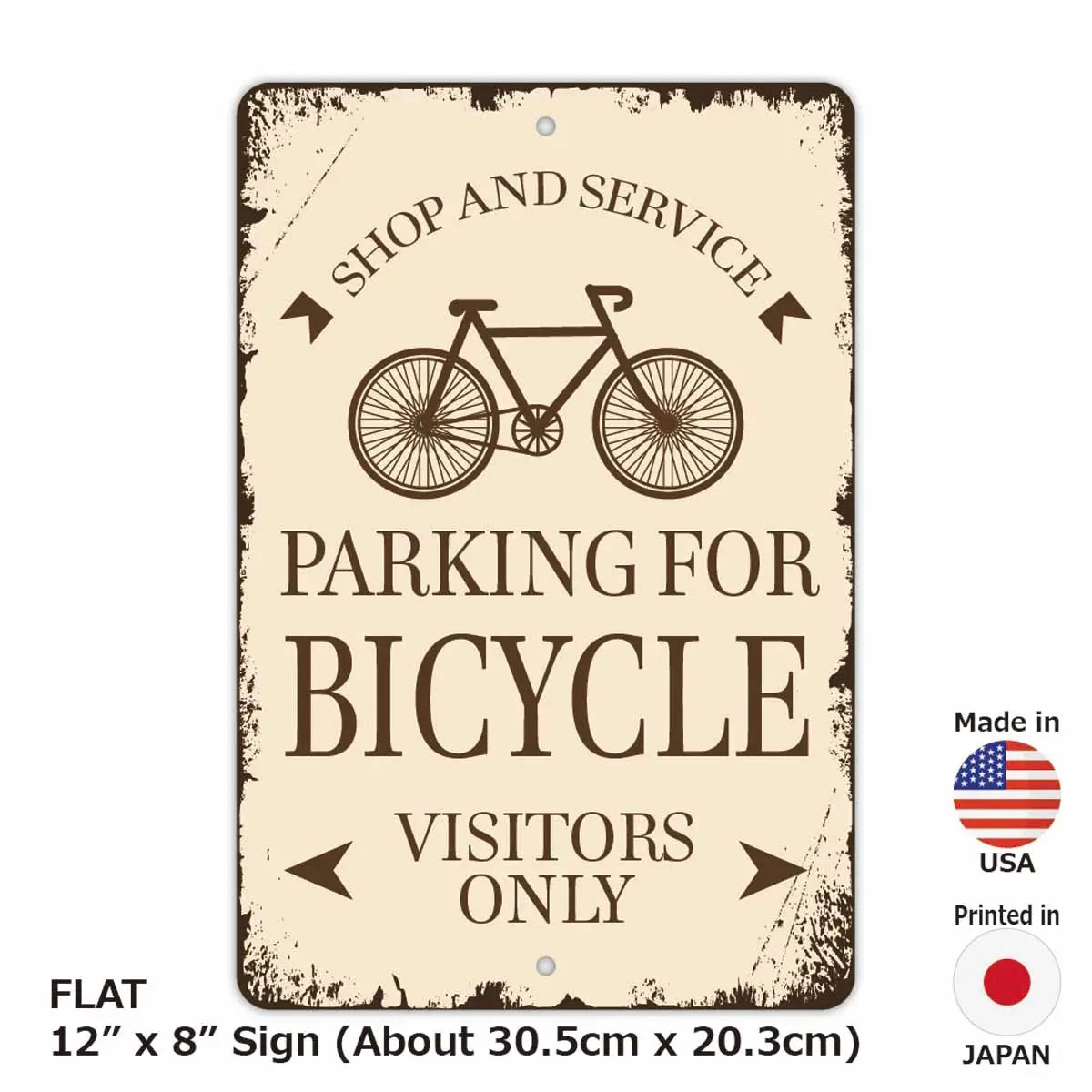 【長方形看板】クラシックパーキングサイン・自転車/アメリカ製オリジナル看板(約20x30cm)