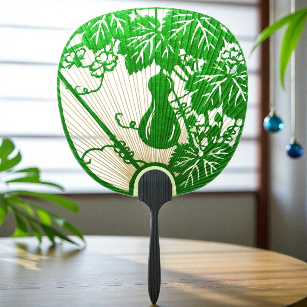Kyoto Cut-Work Uchiwa Fan – Hyōtan Gourd Design