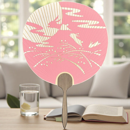 Kyoto Miyako Uchiwa – Japanese Cut-Work Paper Fan “Harvest Moon”