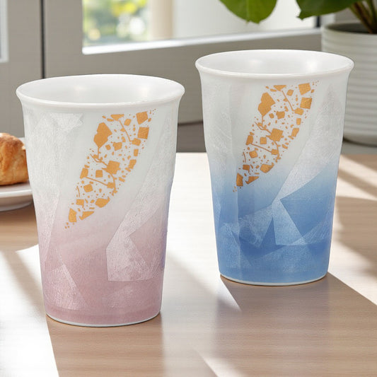 Kutani Ware Ginsai Pair Free Cups – Gold-Sprinkle Edition