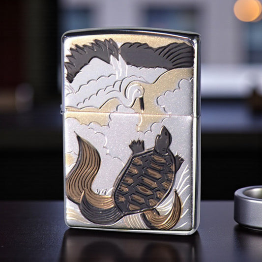 Crane & Turtle ZIPPO Windproof Lighter – Japanese Longevity Symbol 鶴龜和柄 ZIPPO 防風打火機｜長壽吉祥象徵款
