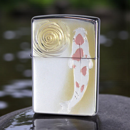 Koi ZIPPO Windproof Lighter – Japanese Electroformed Koi Design 錦鯉和柄 ZIPPO 防風打火機｜電鑄浮雕設計款