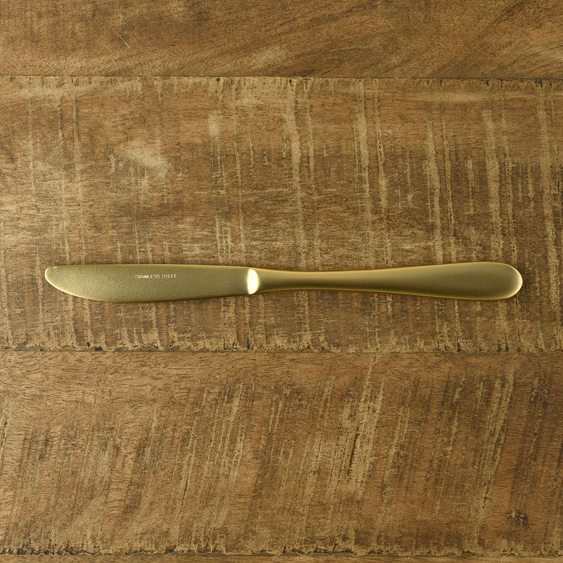 Matte Gold Dessert Knife – Japanese Stainless Steel Cutlery｜Made in Tsubame-Sanjo, Japan