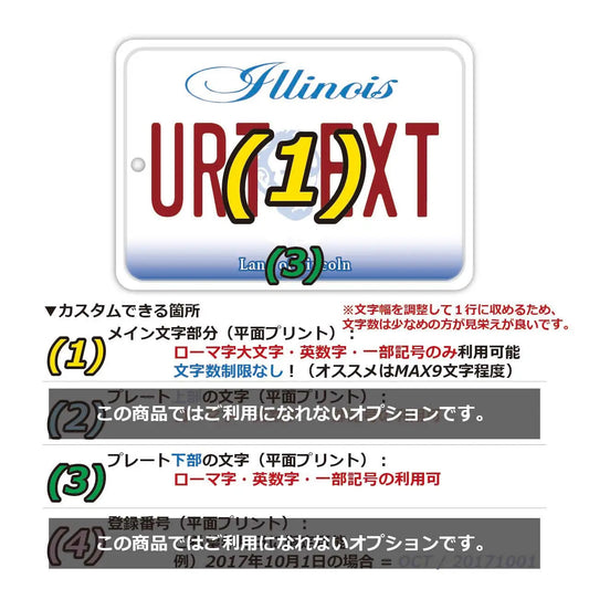 【ミラータグ】イリノイ/オリジナルアメリカナンバープレート型エアフレッシュナー