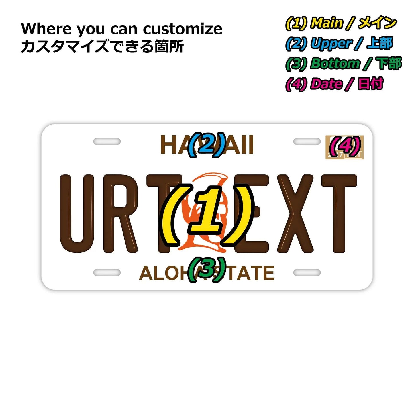 カスタムライセンスプレート型看板 【大・US車用】ハワイ・カメハメハ大王/オリジナルアメリカエンボスナンバープレート おしゃれ表札看板