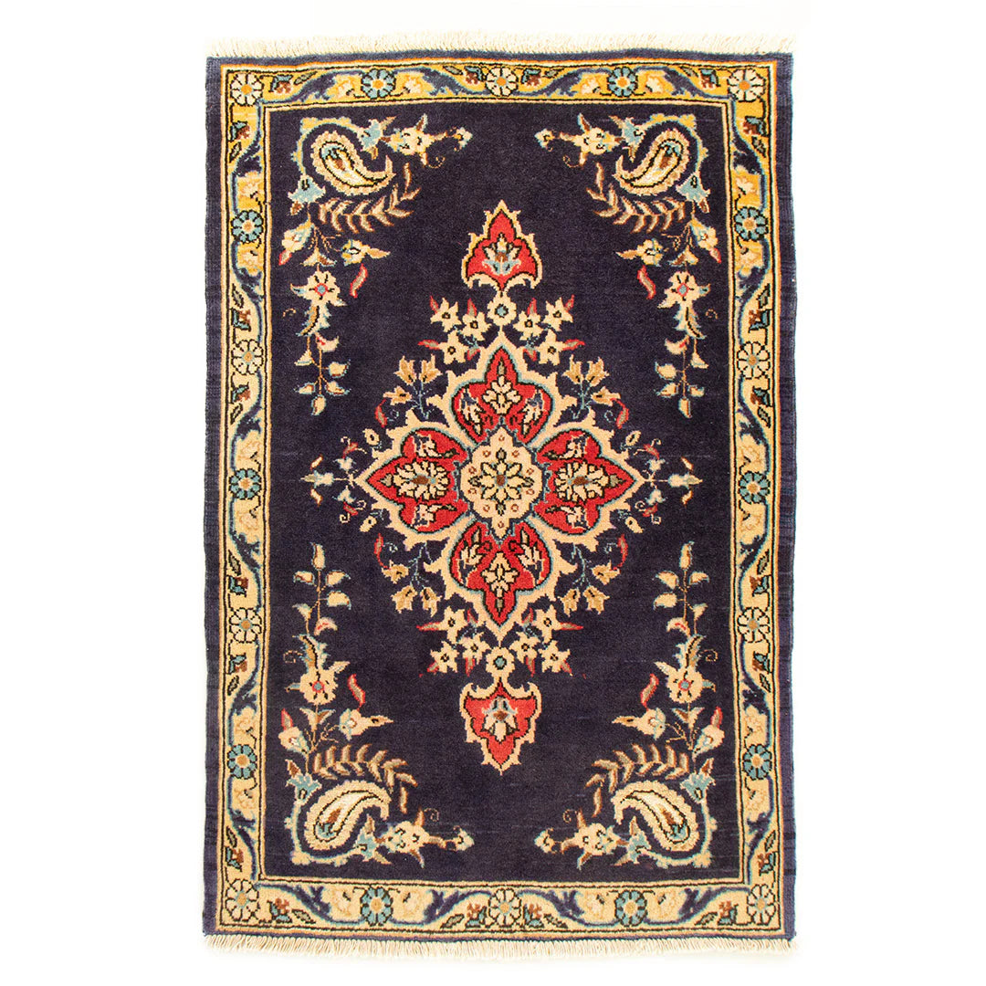 Persian Handwoven Rug from Qom, Iran｜Organic Wool Entrance Mat (61×94cm)
