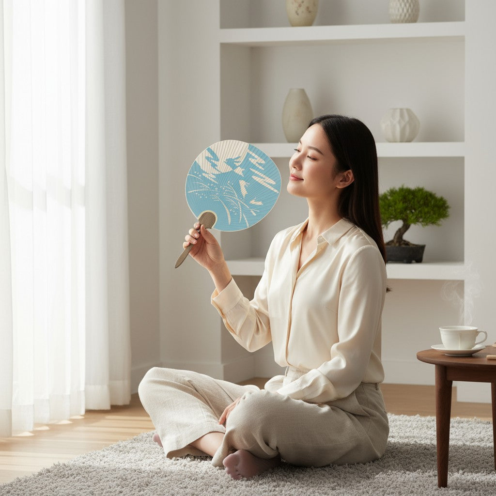Kyoto Miyako Uchiwa – Japanese Cut-Work Paper Fan “Harvest Moon”