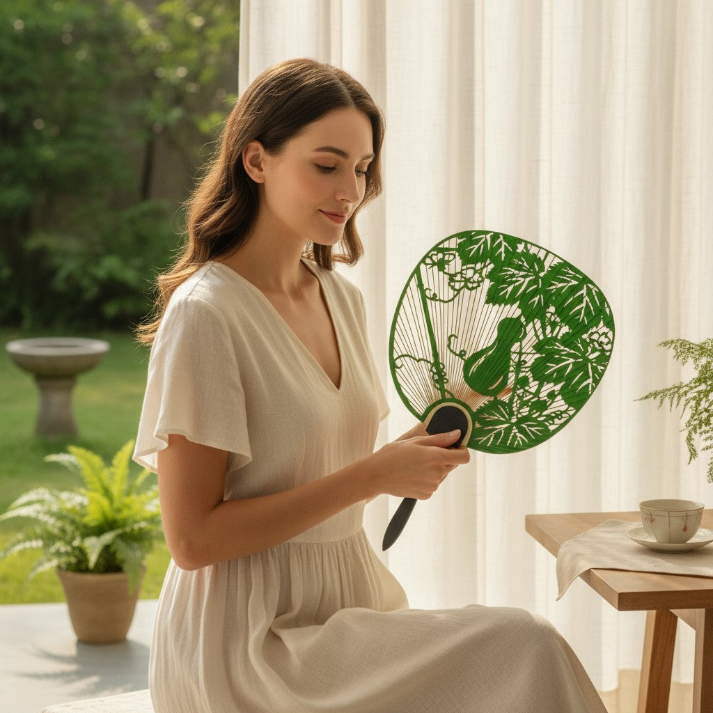 Kyoto Cut-Work Uchiwa Fan – Hyōtan Gourd Design