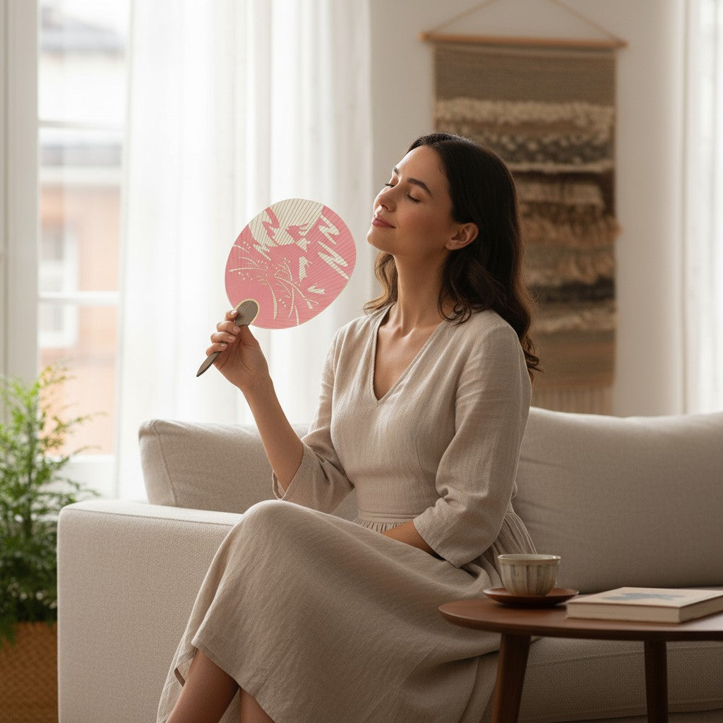 Kyoto Miyako Uchiwa – Japanese Cut-Work Paper Fan “Harvest Moon”