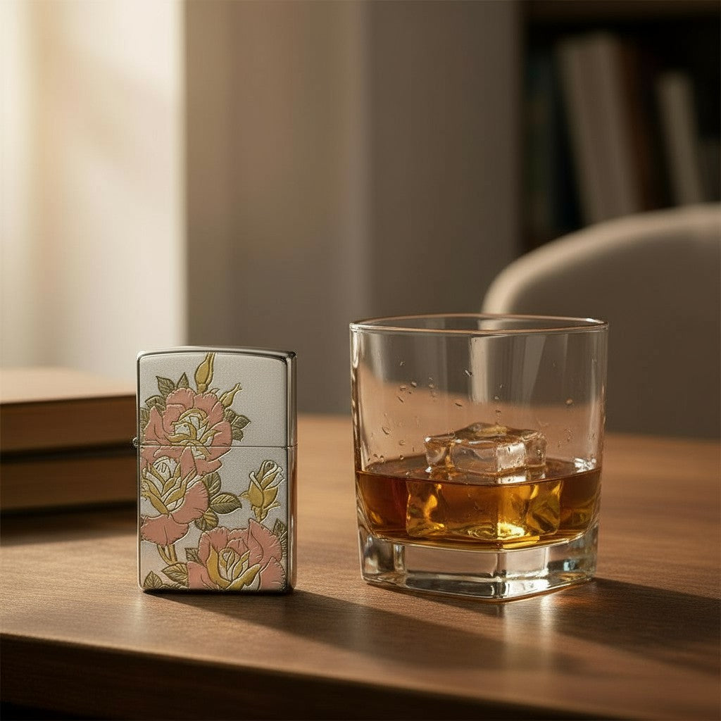 Rose ZIPPO Windproof Lighter – Metal Relief Floral Design 玫瑰浮雕 ZIPPO 防風打火機｜金屬雕刻花卉款