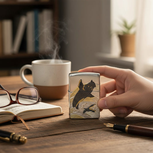 Jumping Koi ZIPPO Windproof Lighter – Japanese Koi Design 跳鯉和柄 ZIPPO 防風打火機｜日式錦鯉設計款