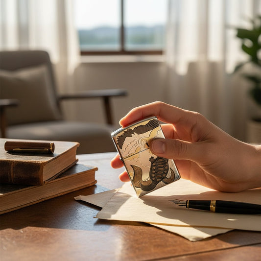 Crane & Turtle ZIPPO Windproof Lighter – Japanese Longevity Symbol 鶴龜和柄 ZIPPO 防風打火機｜長壽吉祥象徵款