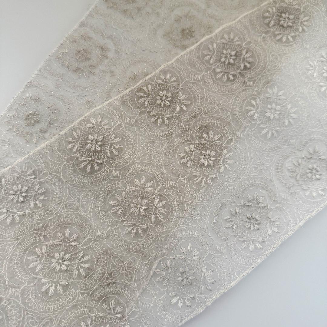 【訳あり】半衿 雪華の刺繍 レース半襟 シャンパン かわいい 金糸 オールシーズン 夏も